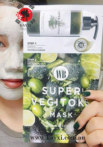 [BY VIBES - WONDERBATH]  GREEN 2 Steps Super Vegitoks Cleanser & Sheet Masks  3ml Cleanser 25ml Mask