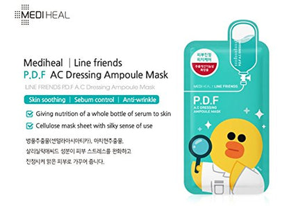 [MEDI HEAL] LINE FRIENDS P.D.F A.C Dressing Ampoule Mask 27ml (50% OFF)