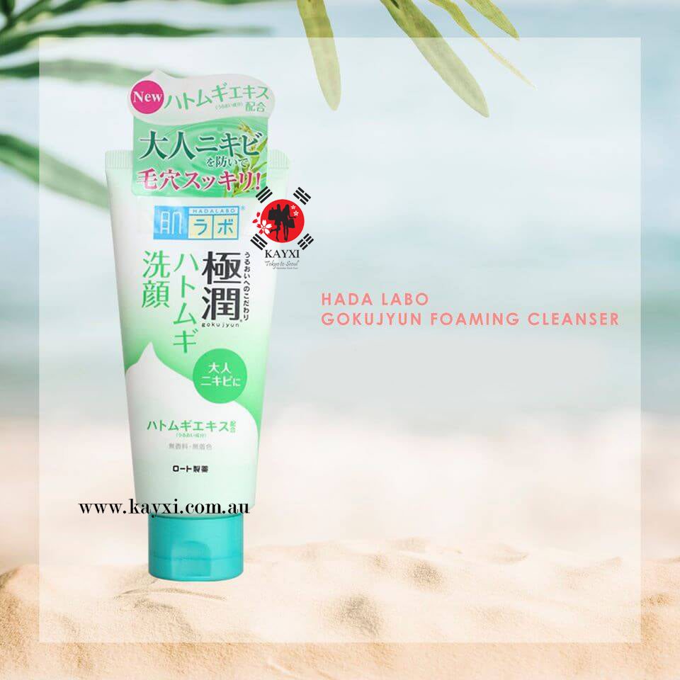 [ROHTO] HADALABO Gokujyun Hatomugi Cleansing Foam Face Wash 100ml