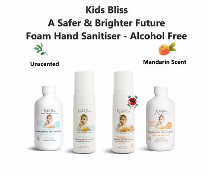 [KIDS BLISS] *A Safer & Brighter Kids Future* Foaming Hand Sanitiser Alcohol Free - Kills 99.99% Germs - UNSCENTED - 50ml (80% OFF)