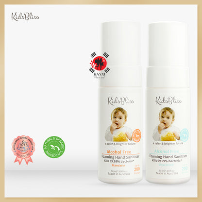 [KIDS BLISS] *A Safer & Brighter Kids Future* Foaming Hand Sanitiser Alcohol Free - Kills 99.99% Germs- MANDARIN SCENT - 50ml (80% OFF)