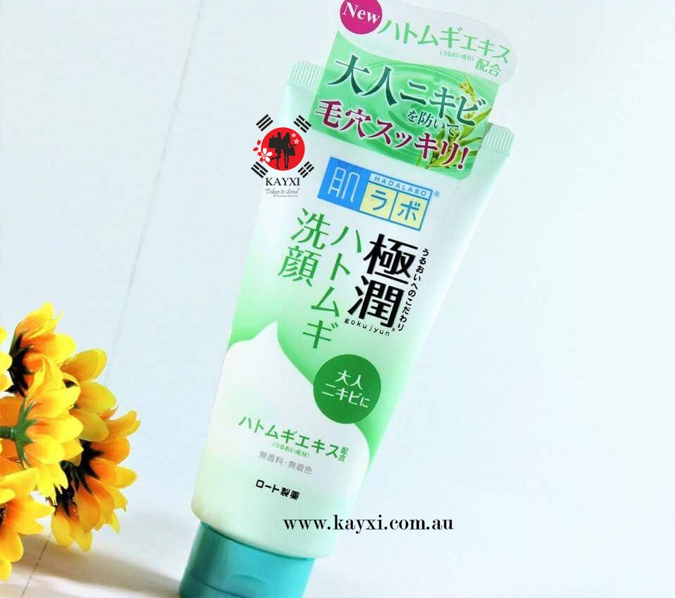 [ROHTO] HADALABO Gokujyun Hatomugi Cleansing Foam Face Wash 100ml