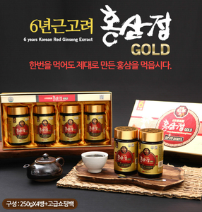 [DAEHAN RED GINSENG] 6 Years Red Ginseng Extract GOLD 1 Box of  x4 250g Jars