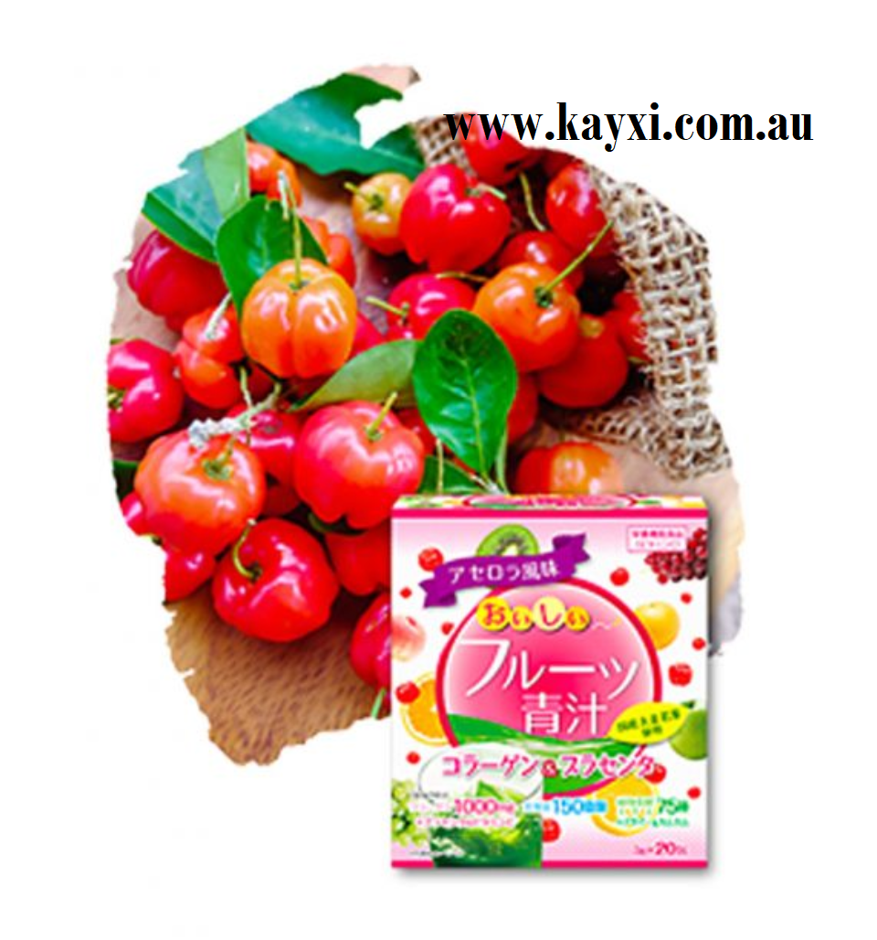 [YUWA] Delicious Acerola Aojiru Fruit Juice with Collagen & Placenta Health Food 3g x 20 Satchets ***40% OFF***(NO BOX)