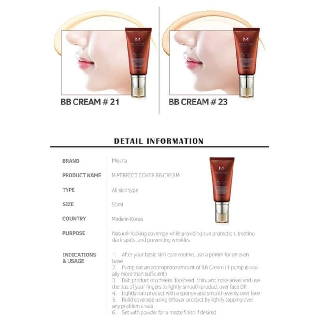 [MISSHA] M Perfect Cover  - BB Cream SPF42 PA+++ 50ml (50% OFF)